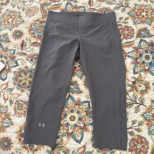 Under Armour Womens Leggings Size L Gray Capri Compression Heat Gear Pull On EUC